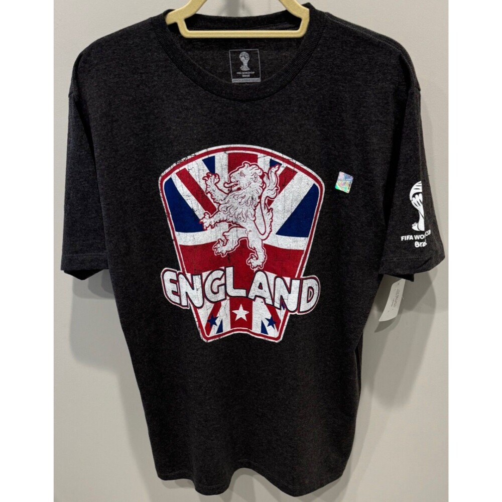 NEW 2014 FIFA World Cup Brasil - England Football T-Shirt - Men's Large - Gray